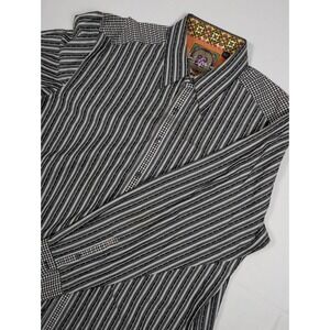 Robert Graham Men's XL Black White Gingham Stripe Button Down Shirt